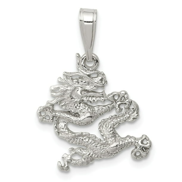 Sterling Silver Jewelry Pendants & Charms Solid Antiqued Textured Chinese Dragon Pendant 